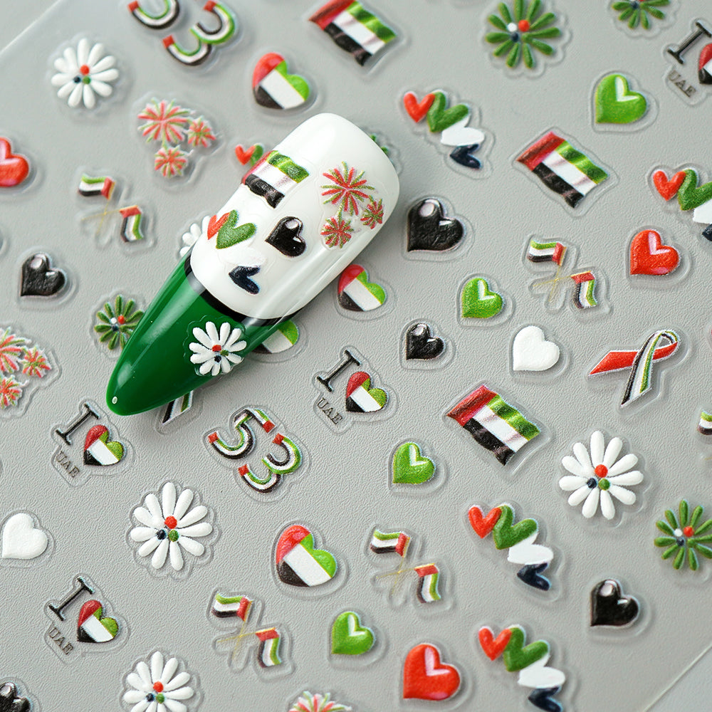 3D UAE National day Nail Art Stickers