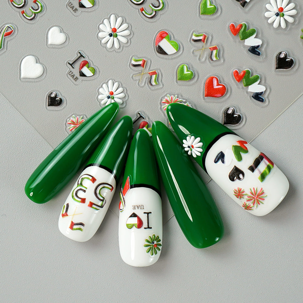 3D UAE National day Nail Art Stickers