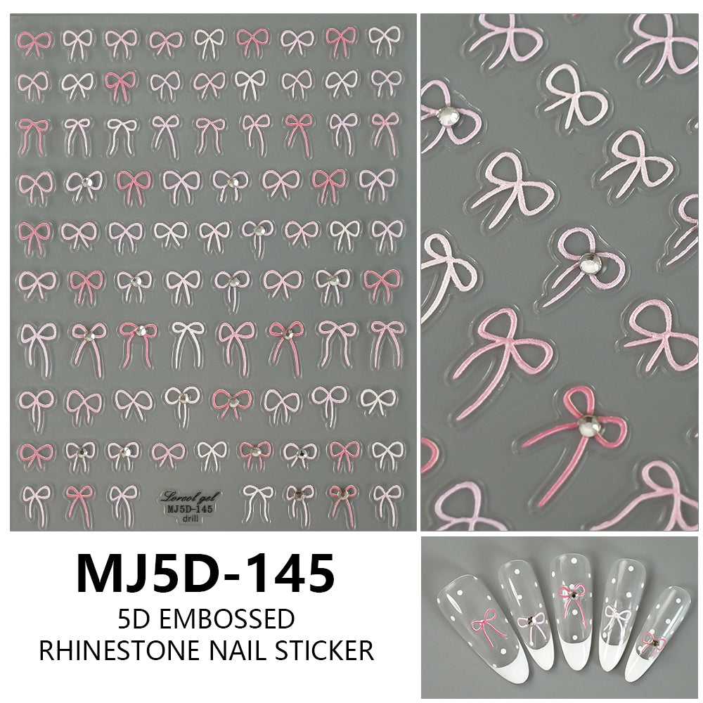 5D Embossed Bowknot Nail Art Stickers