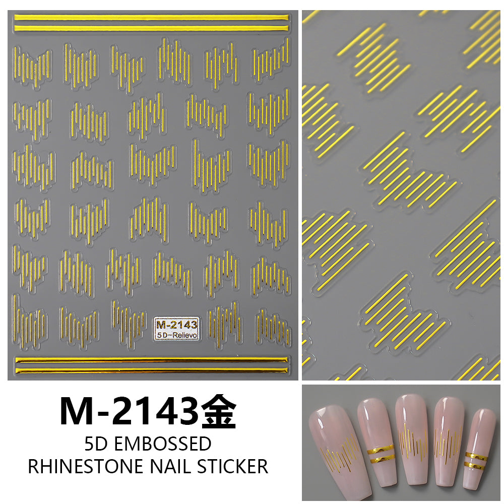 3D Gold Laser Nail Art Stickers