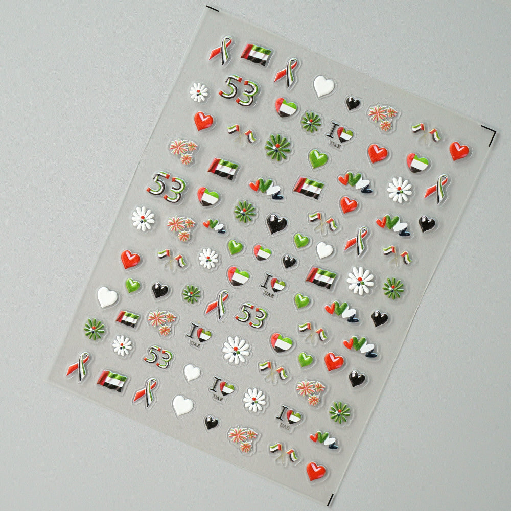 3D UAE National day Nail Art Stickers