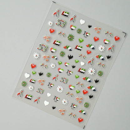 3D UAE National day Nail Art Stickers