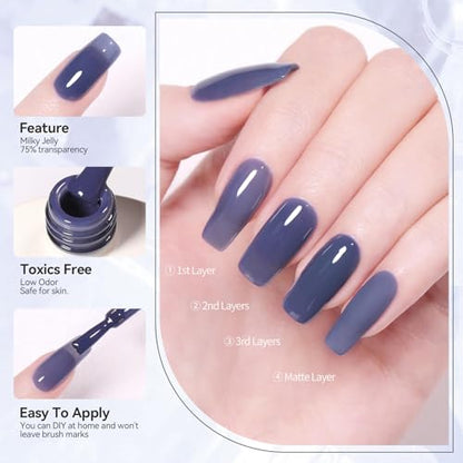 Purplish Blue Jelly Gel Nail Polish