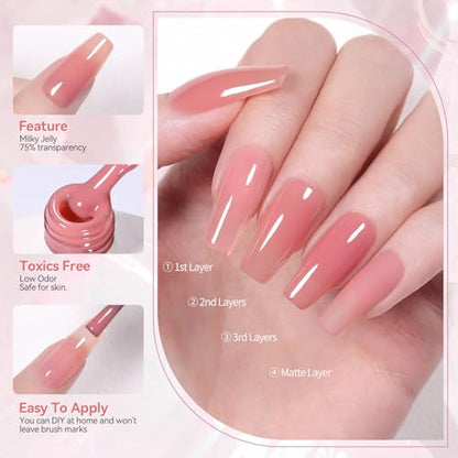 Coral Pink Jelly Gel Nail Polish