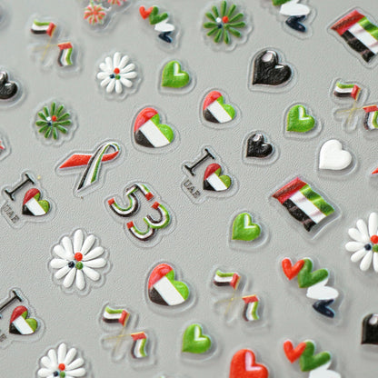 3D UAE National day Nail Art Stickers