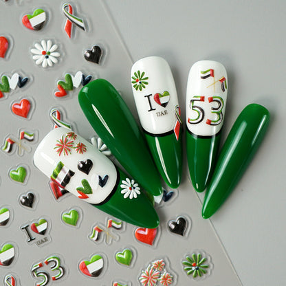 3D UAE National day Nail Art Stickers