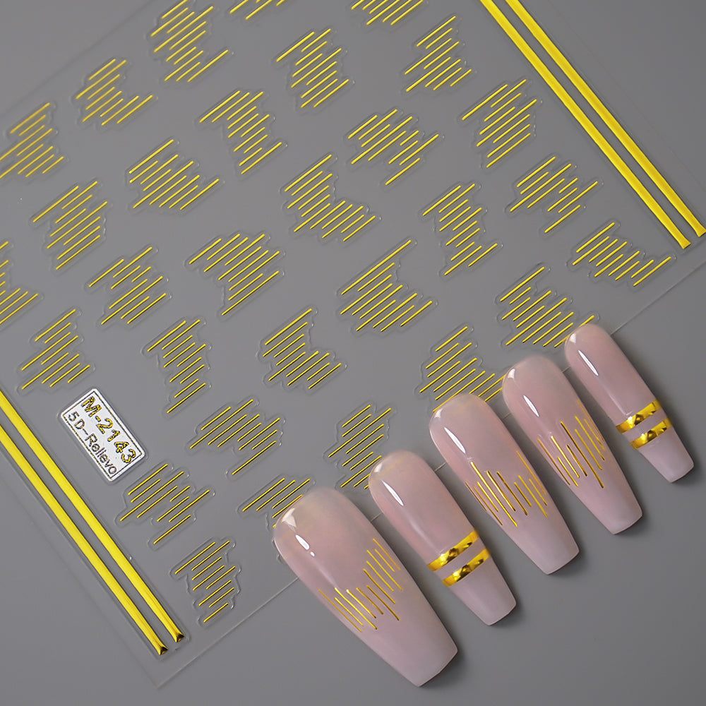 3D Gold Laser Nail Art Stickers