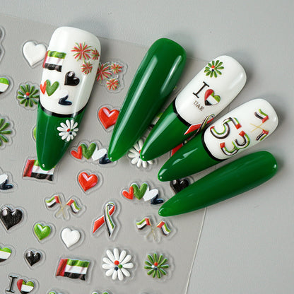 3D UAE National day Nail Art Stickers