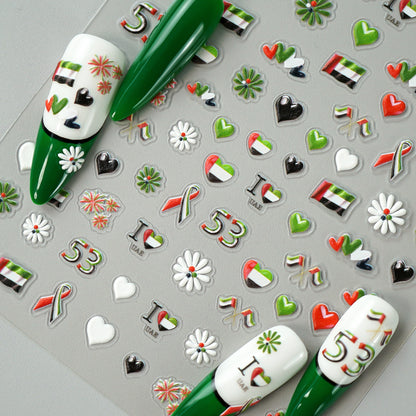 3D UAE National day Nail Art Stickers